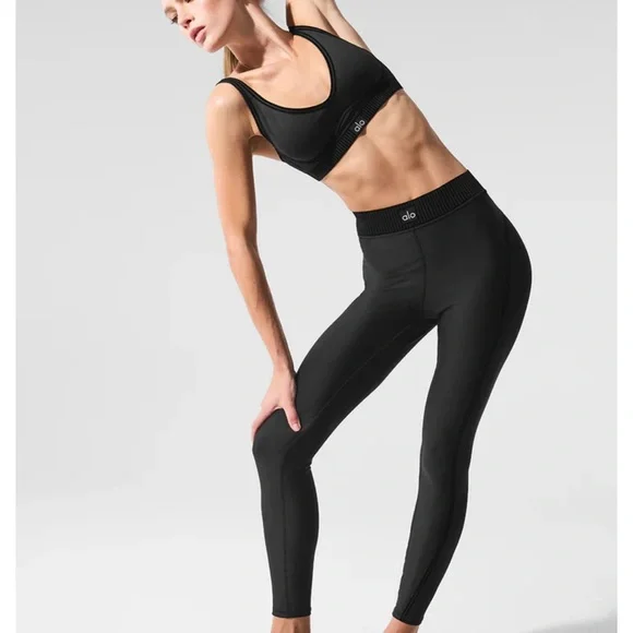 ALO Yoga Black Leggings and Bra Set - Picture 2 of 3